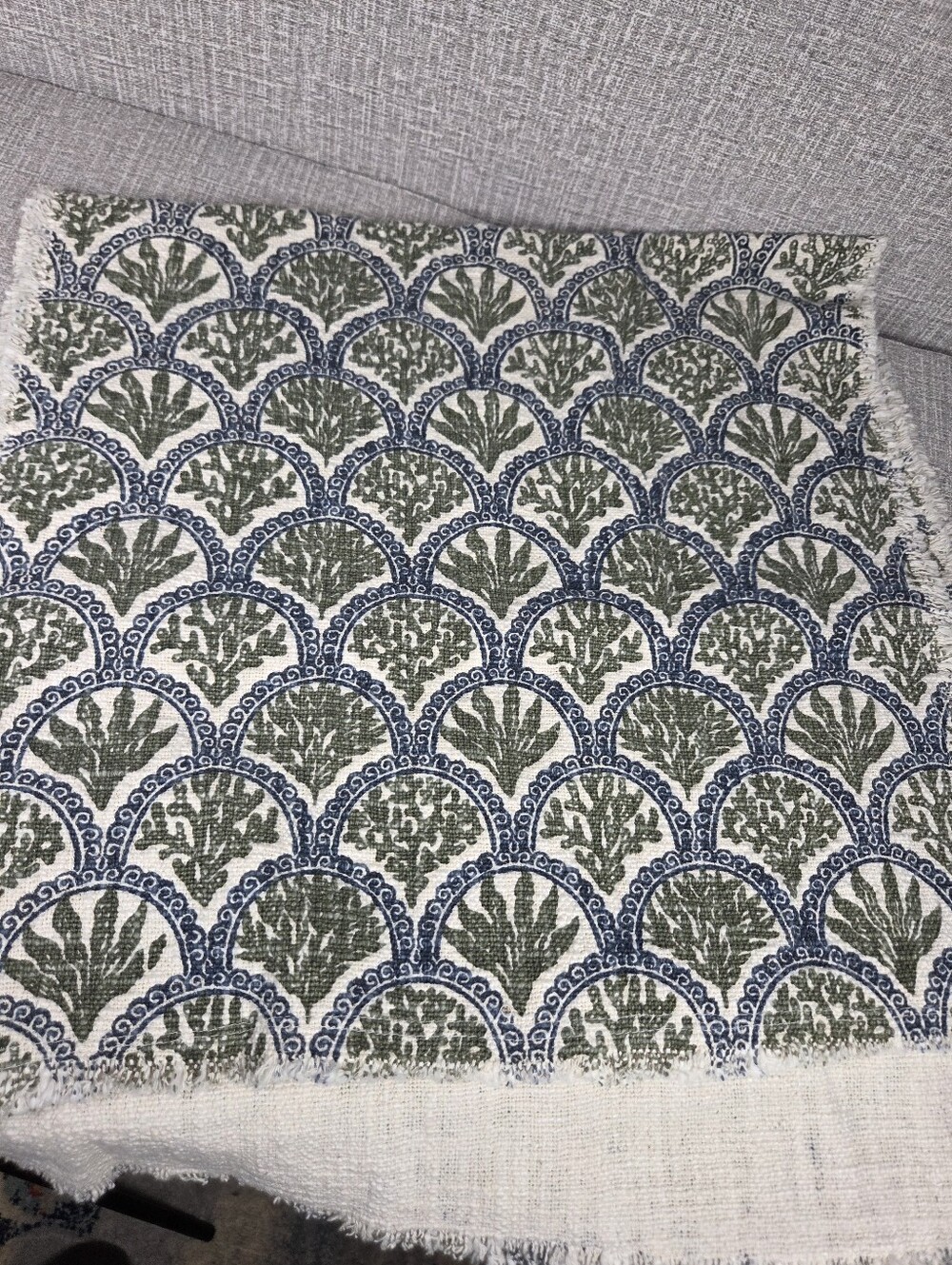 Rachel Zoe Blue Green Farmhouse Frayed Edge Table Runner 74" x 18"